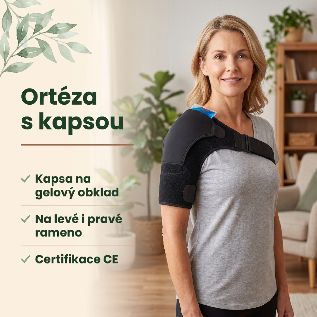 Neoprenová ortéza ramene s kapsou na gelový obklad – vlastnosti ortézy